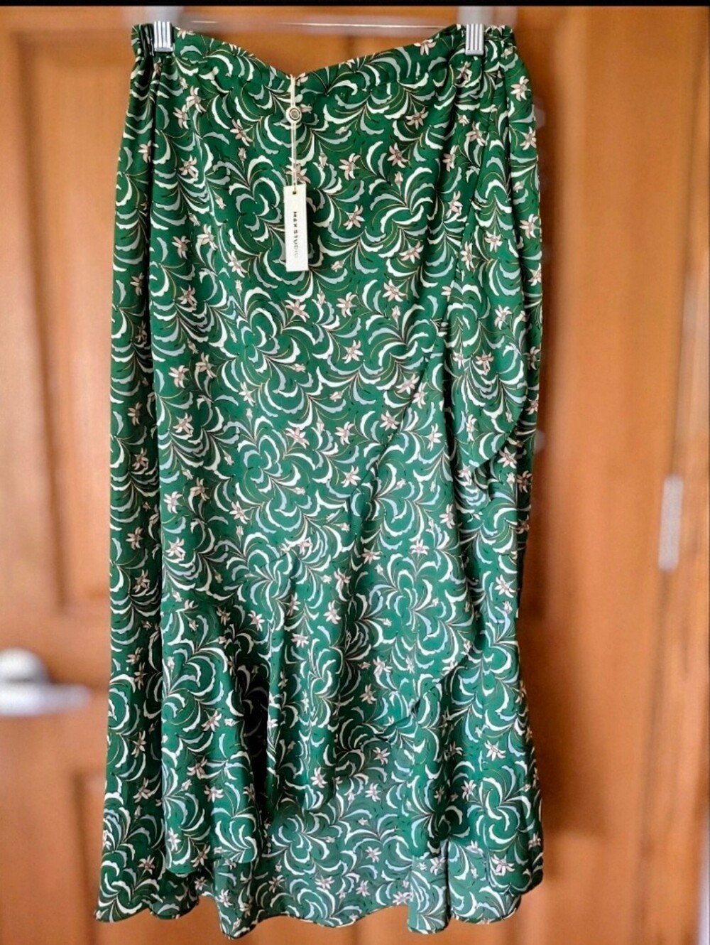 ❌️MARKDOWN!!! NWT Max Studio Maxi Asymmetrical Faux-Wrap Front Ruffle Hem